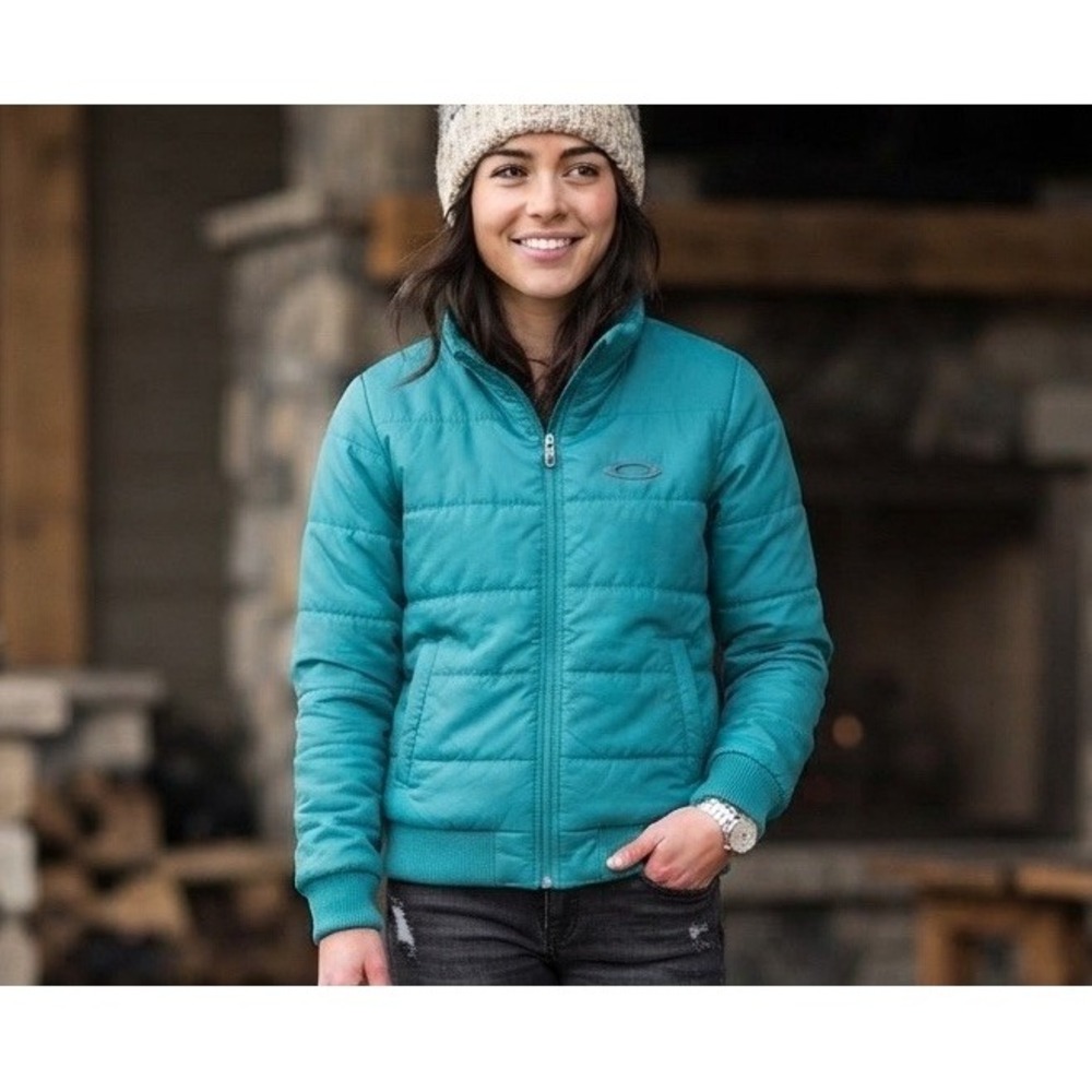 Oakley Bomber Jacket Women's Lighweight Puffer Teal Size Medium Retro Ski